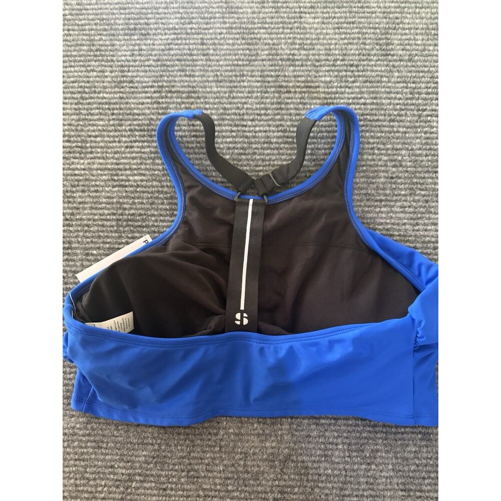 Sports Illustrated High Neck Tankini Top Royal Blue Removable Cups XL New - Picture 2 of 8